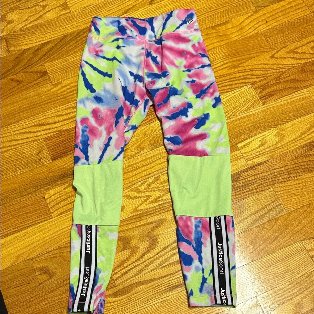 Justice Vibrant Tie-Dye Leggings with Neon Accents